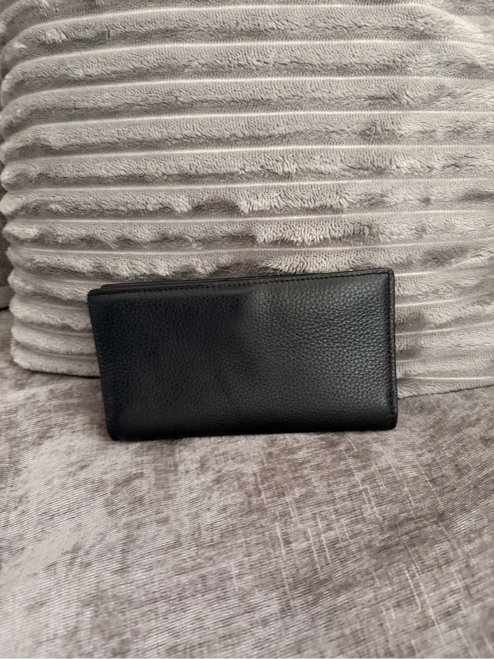 Coach Black Pebbled Leather Zip Wallet with Gold Logo